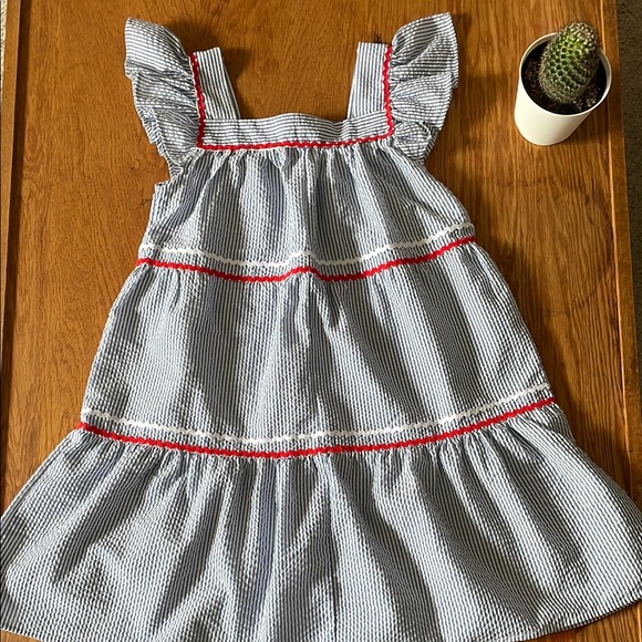 Casual Blue Dress with Ruffle Sleeves - Picture 3 of 5